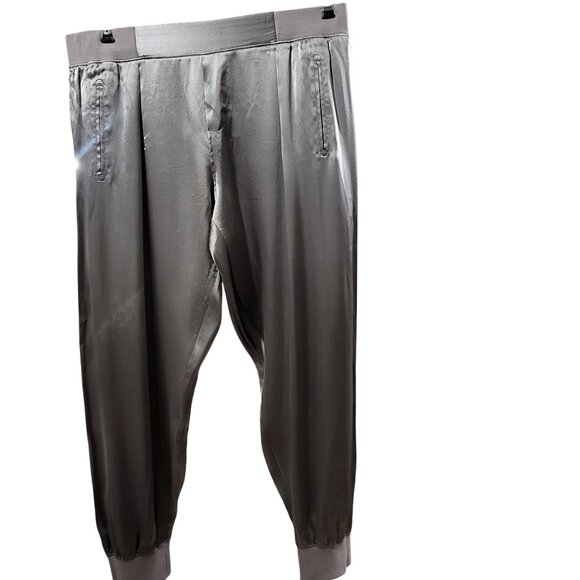 ATM Anthony Thomas Mellilo Silk Joggers Pants L Gray FLAW - Picture 3 of 10